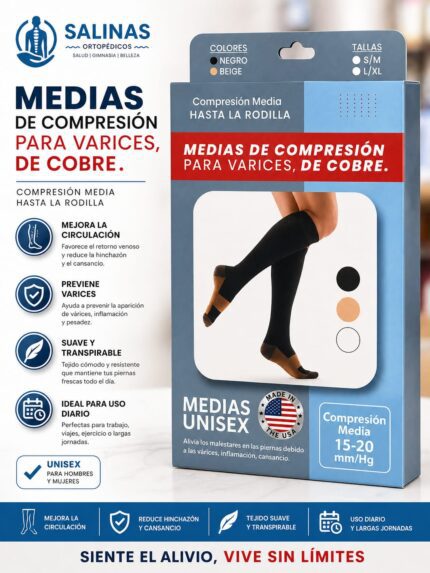 Medias para varices de hilo de cobre 15-20mmHg
