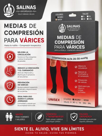 Medias para varices hasta la rodilla 20-30mmHg