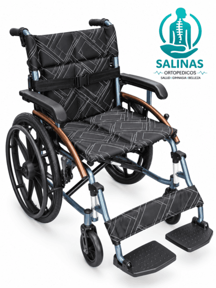 Silla de Rueda de Aluminio Aro 20 Tapiz Rayas Blancas